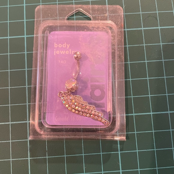 14 gauge belly ring wing rhinestones - Picture 6 of 6